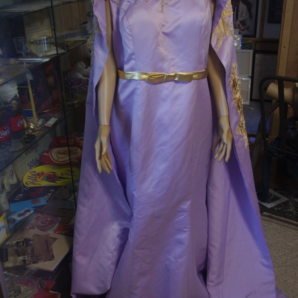 WEDDING OR  STEAMPUNK OCCASION  GOWN- COLOR-LILAC CHECK MEASUREMENTS FOR SIZE